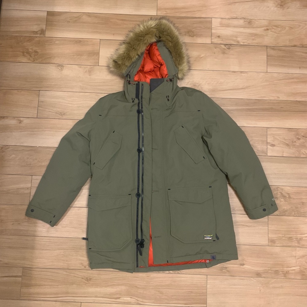 LL Bean Green Maine Mountain Parka Down Coat Size XL